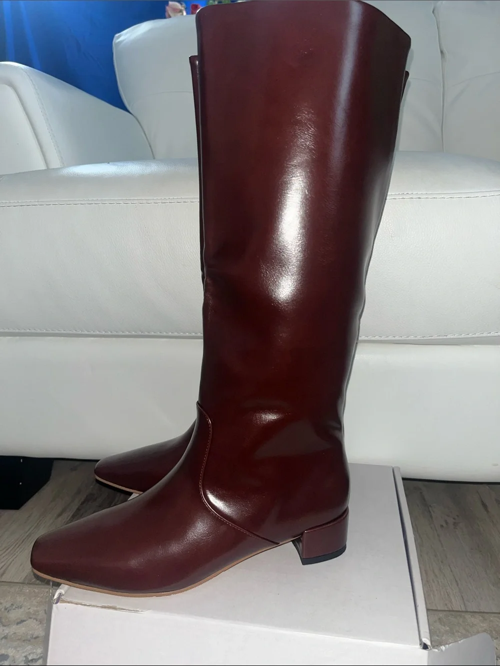 Women's Over-the-Knee Leather Boots in Bordeaux